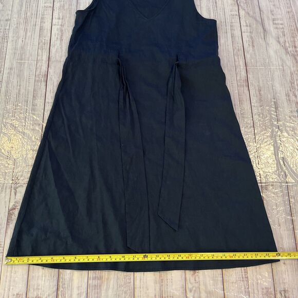Theory Sleeveless Linen Viscose Dress V-Neck Tied Waist Navy Blue Size 2 - Picture 9 of 9